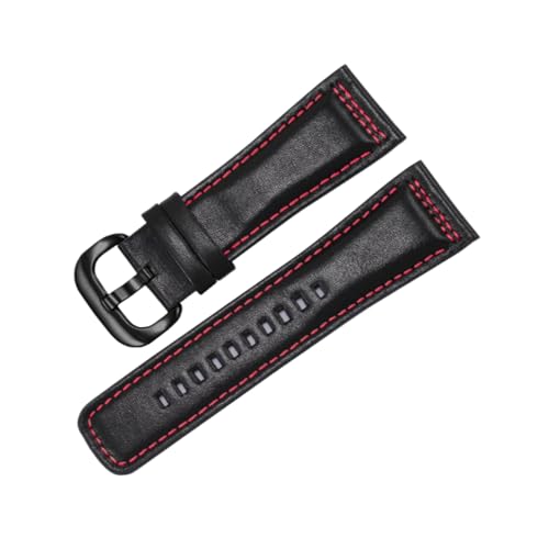 zyimodl 28mm Wasserdichtes Hautfreundliches Glattgeprägtes Rindsleder-Armband für Herren-Smartwatches von zyimodl