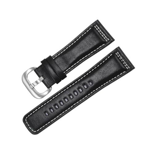 zyimodl 28mm Wasserdichtes Hautfreundliches Glattgeprägtes Rindsleder-Armband für Herren-Smartwatches von zyimodl