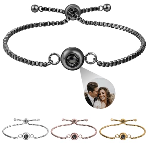 zyinoant Personalisiertes Projektions Armband mit Foto Individuelles Projektions Armband mit Bild innen Maßgeschneidertes Geschenk für Frauen Männer Jubiläum (Charme) von zyinoant