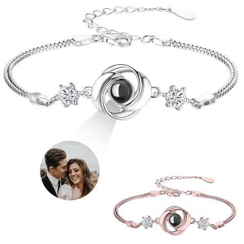 zyinoant Personalisiertes Projektions Armband mit Foto Individuelles Projektions Armband mit Bild innen Maßgeschneidertes Geschenk für Frauen Männer Jubiläum (Geschenk) von zyinoant