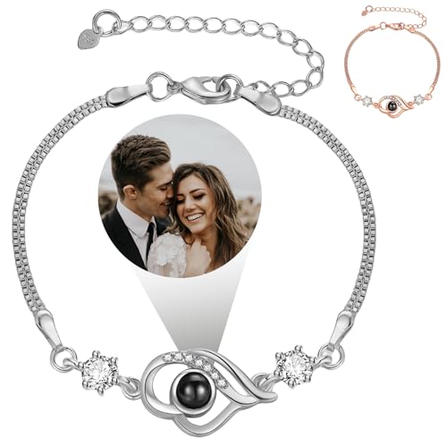 zyinoant Personalisiertes Projektions Armband mit Foto Individuelles Projektions Armband mit Bild innen Maßgeschneidertes Geschenk für Frauen Männer Jubiläum (Niedlich) von zyinoant