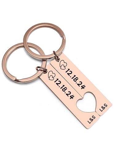 zyinoant Schlüsselanhänger Personalisiert mit Namen & Gravur, 2er Set, Roségold von zyinoant