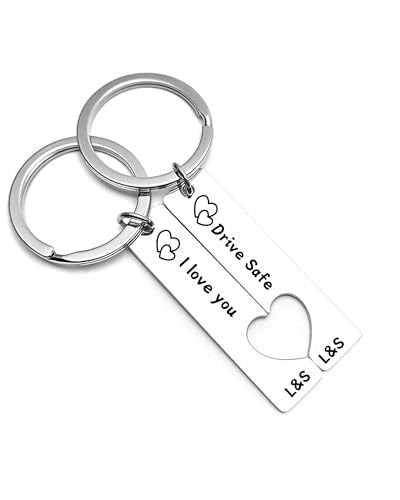 zyinoant Schlüsselanhänger Personalisiert mit Namen & Gravur, Partner Schlüsselanhänger im 2er Set, Weiß von zyinoant