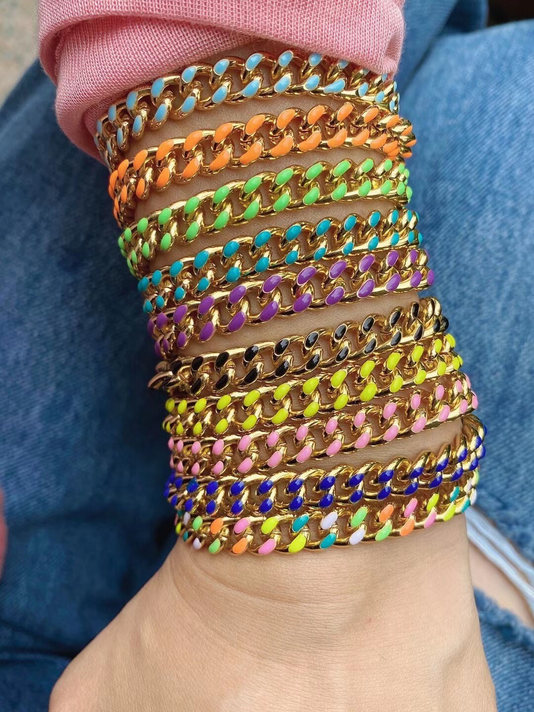 5Stk, Buntes Armband, Regenbogen Stapel Schmuck, Geschenk Für Sie, 6mm, Retro Kette von zyzjewelry