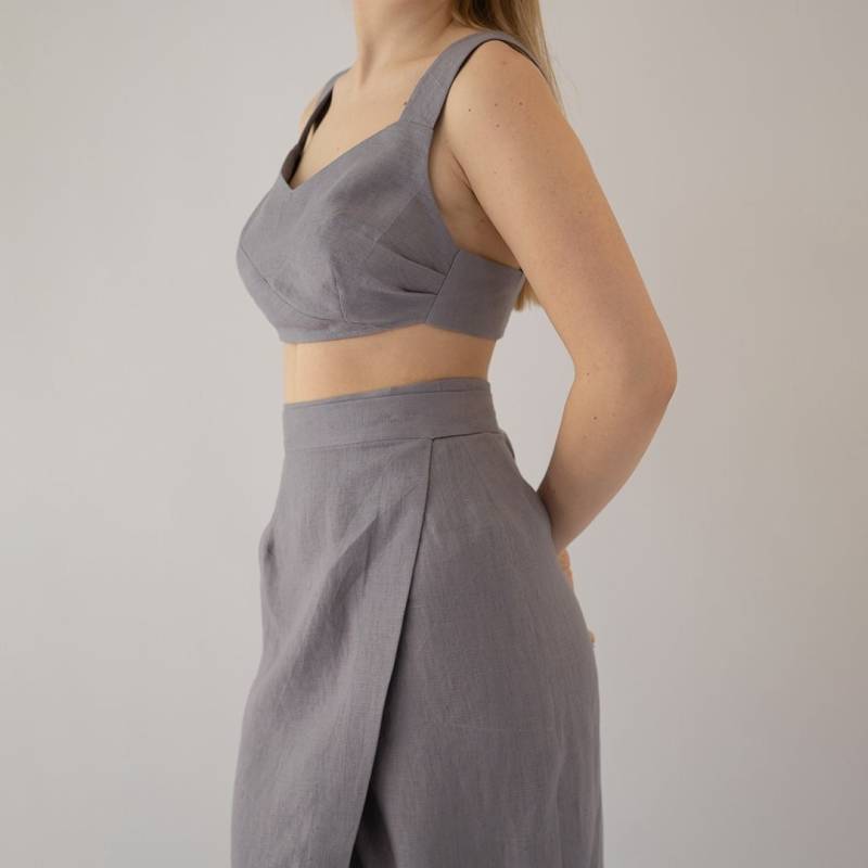 Leinen Crop Top Ärmelloses Bralette Mit Offenem Rücken von zzlinen